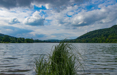 Scenic view of lake against sky