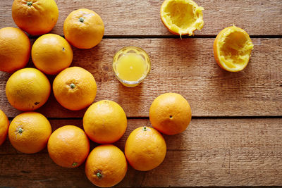 High angle view of oranges on table