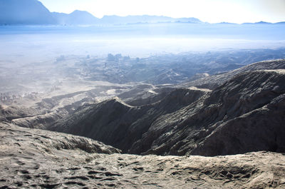 Aerial view of snowcapped mountains