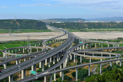 High angle view of elevated road in city