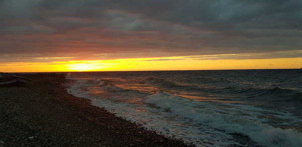 Scenic view of sea against sky during sunset