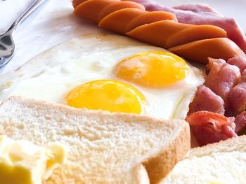 Close-up of breakfast served in plate