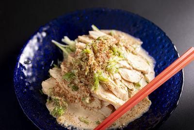 Close-up of food in bowl on table