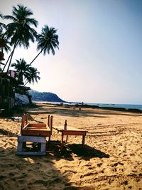 Scenic view of beach against clear sky