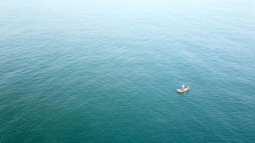 High angle view of boat in sea