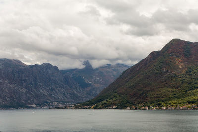 Mountain in the town of perast in montenegro