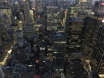 High angle view of city at night