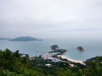 High angle view of sea against sky