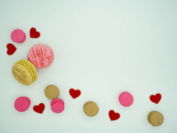 Directly above shot of multi colored candies on table