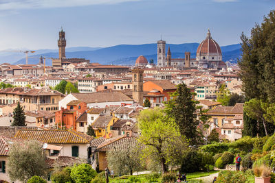 View of the beautiful city of florence from the giardino delle rose in an early spring day