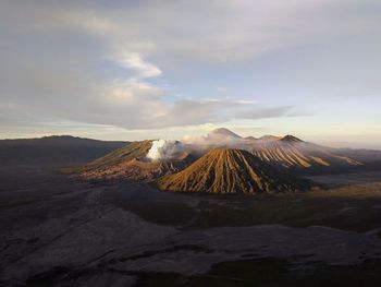 Bromo mountain view at sunrise on a nature background