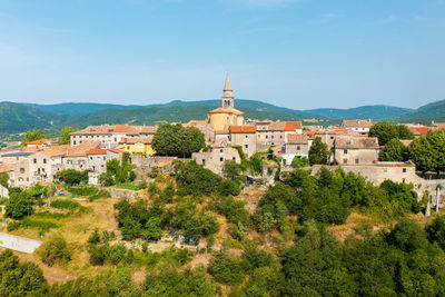 High angle view of townscape against sky