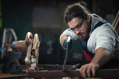 Man working on table