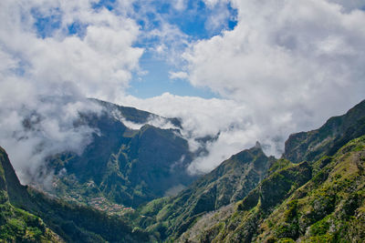 Panoramic view of mountains against sky