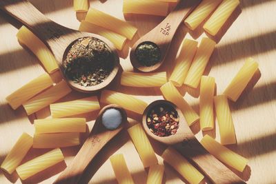 High angle view of food on table