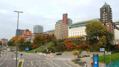 Road passing through city