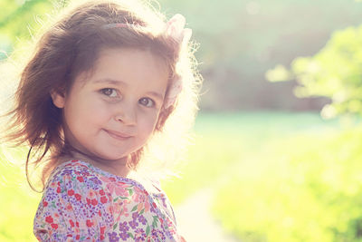 Close-up portrait of smiling girl