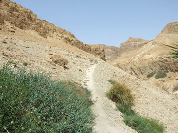 Scenic view of mountains against clear sky