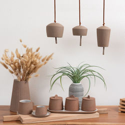 Close-up of potted plant on table against wall at home