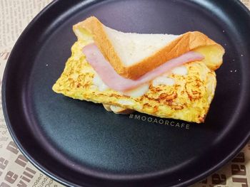 High angle view of breakfast in plate