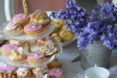 Close-up of cupcakes on table