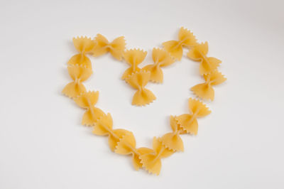 High angle view of cookies against white background