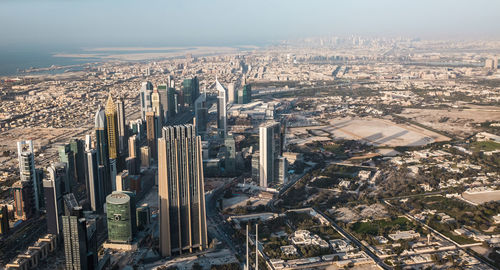 High angle view of buildings in city