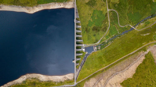 High angle view of dam