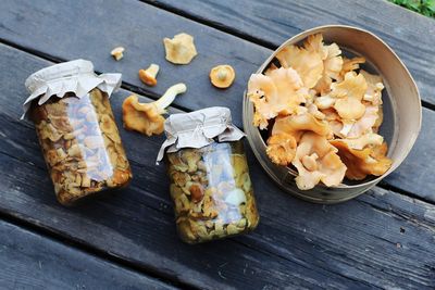 High angle view of food on table