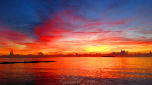 Scenic view of calm sea at sunset