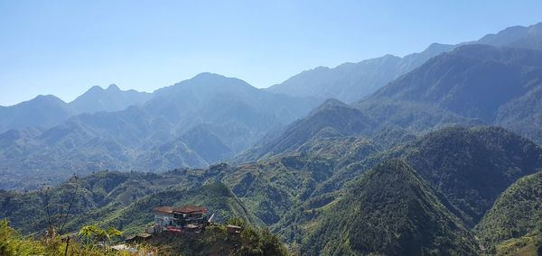 Scenic view of mountains against clear sky