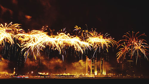 Firework display at night