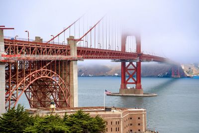 Bridge over river against clear sky