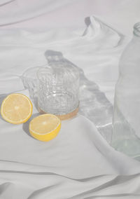 Fruits in glass on table