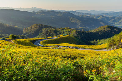 Scenic view of mountains against sky