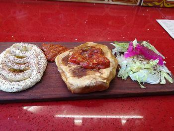 Close-up of food on table