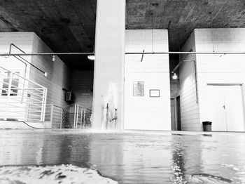 Reflection of building on wet window