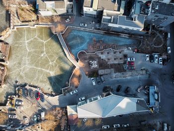 High angle view of vehicles on road