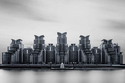 St george wharf overlooking the river thames in london.