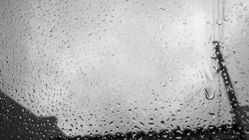 Full frame shot of raindrops on glass window