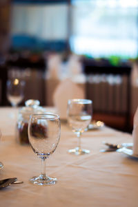 Close-up of wine glass on table in restaurant