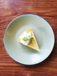 High angle view of food in plate on table