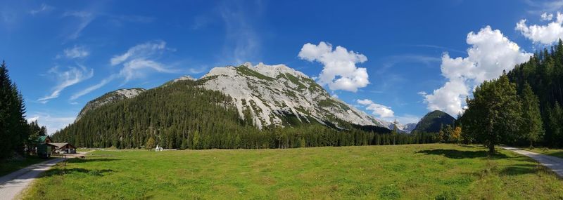 Panoramic view of landscape with mountains against sky