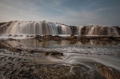 Scenic view of waterfall