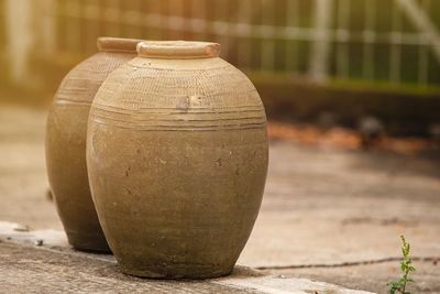 Close up of clay pottery