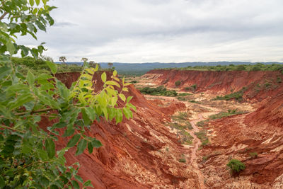 Red sandstone formations and needles in tsingy rouge park in madagascar, africa