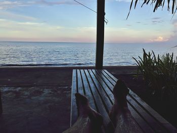 Scenic view of sea against sky during sunset