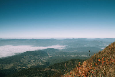 Scenic view of mountains against clear sky