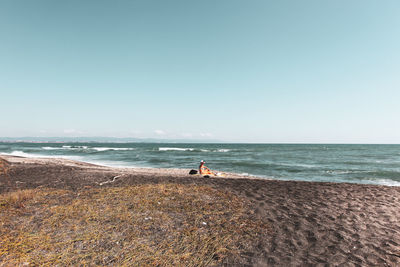 Scenic view of sea against clear sky