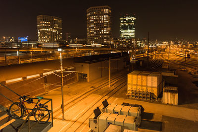 Illuminated cityscape at night